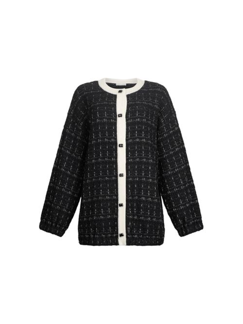Giacca da donna in misto cotone e lana con bottoni gioiello, colore nero LIU JO | MF5370-MA25RP9017